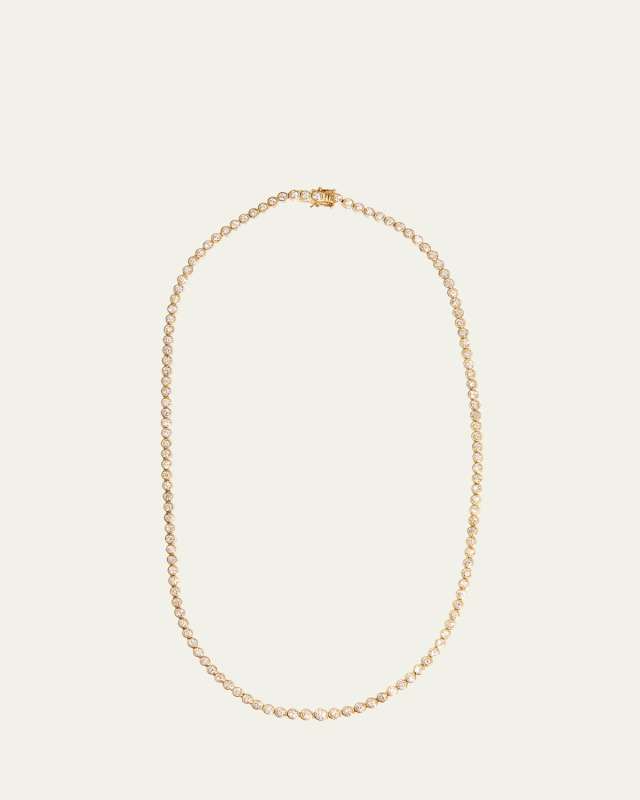 14K Yellow Gold Bezel-Set Diamond Tennis Necklace, 17"L