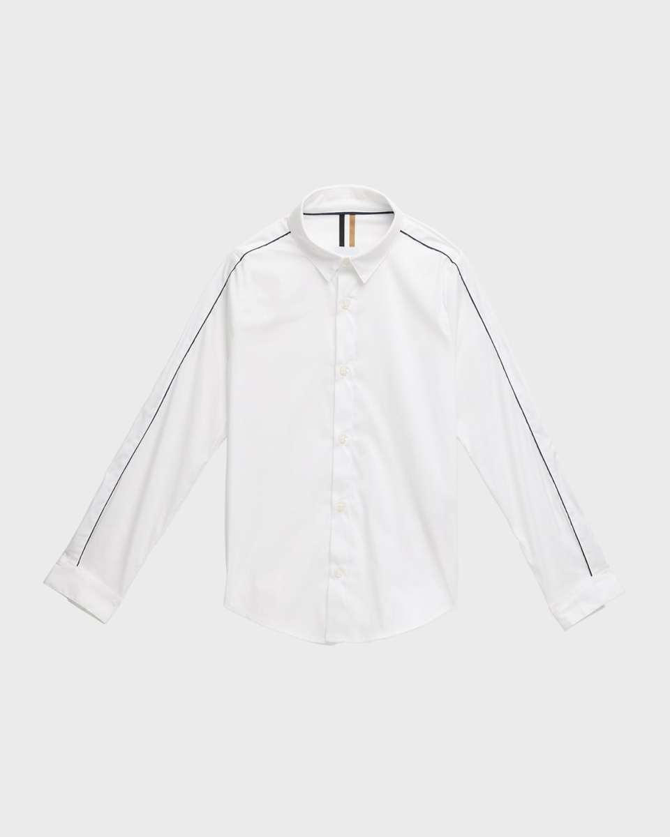 Boy's Mini Me Poplin Button-Front Dress Shirt, Size 4-16
