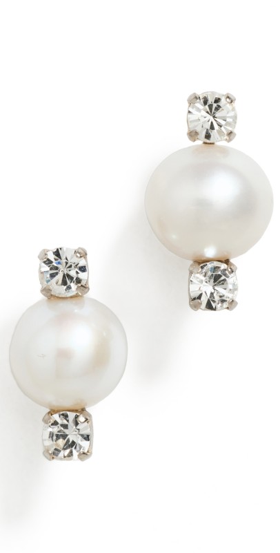 Simone Rocha Mini Pearl and Double Crystal Earrings Pearl/Crystal