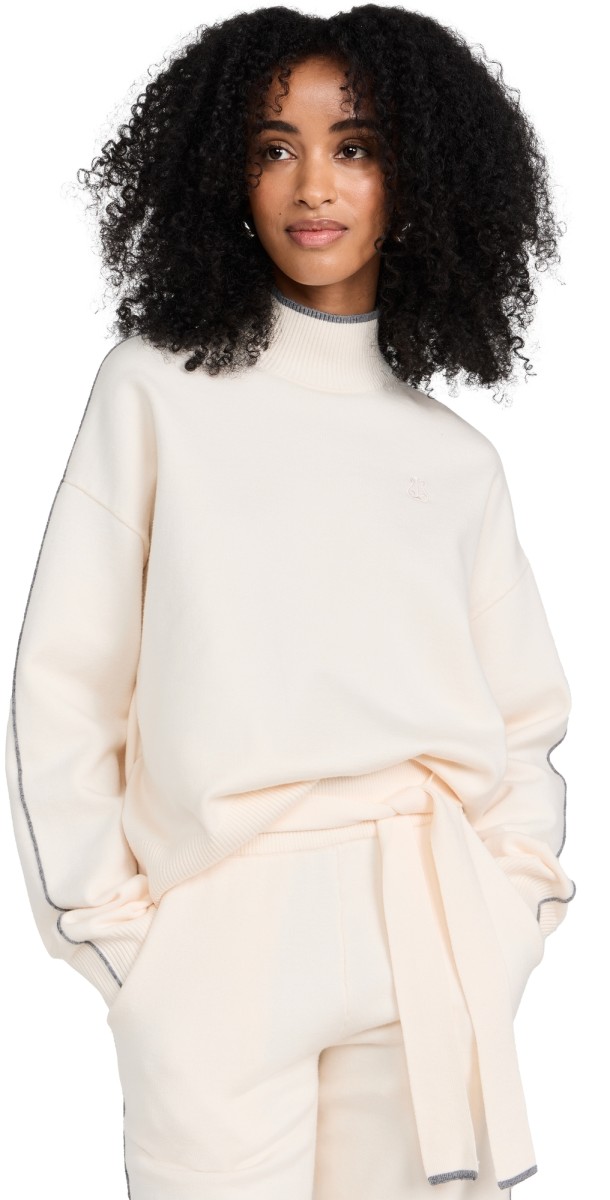 ALALA Framed Knit Mock Neck Creme/Grey