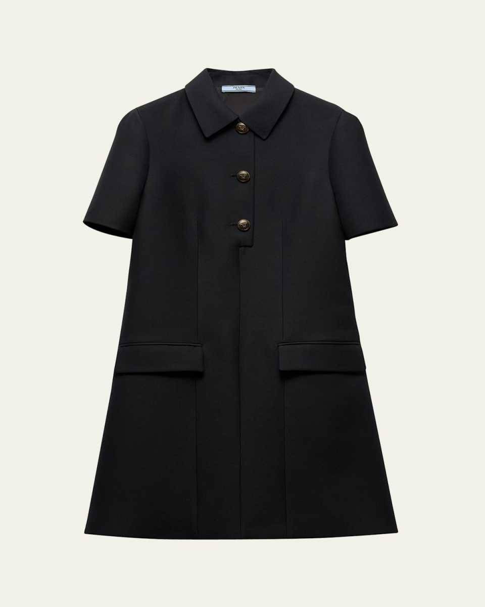Twill Weave Mini A-Line Wool Dress