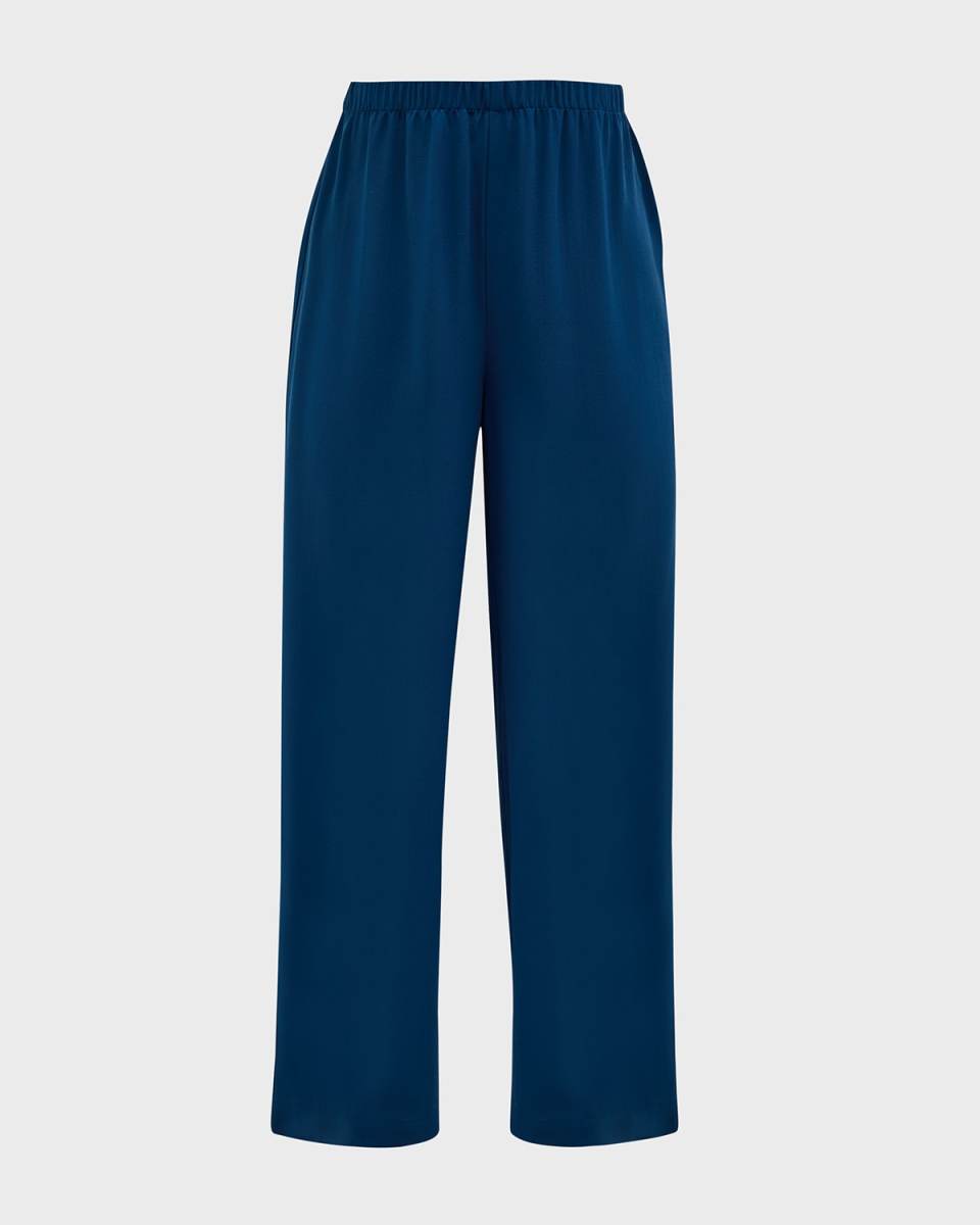 Cropped Straight-Leg Silk Pants