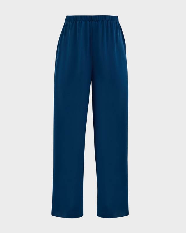 Cropped Straight-Leg Silk Pants