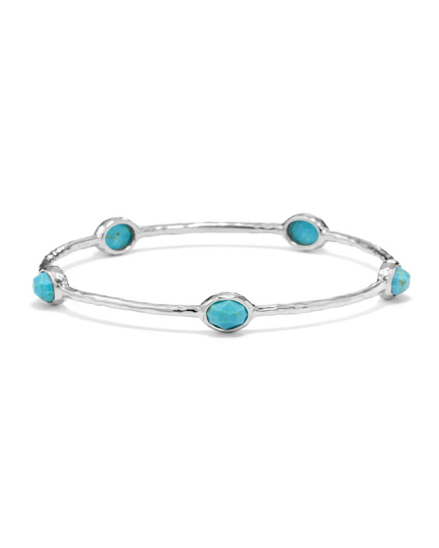 Sterling Silver Rock Candy 5-Stone Bangle in Turquoise (Size 1)