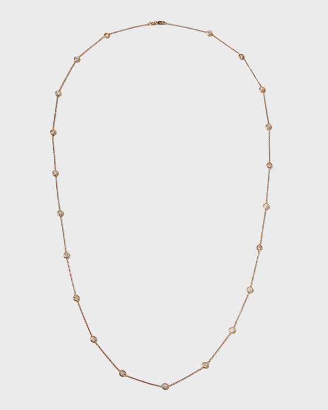 36" Rose Gold Diamond Station Necklace, 4.18ct