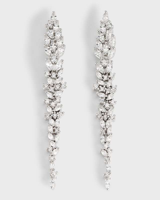 Leafy Cubic Zirconia Linear Drop Earrings