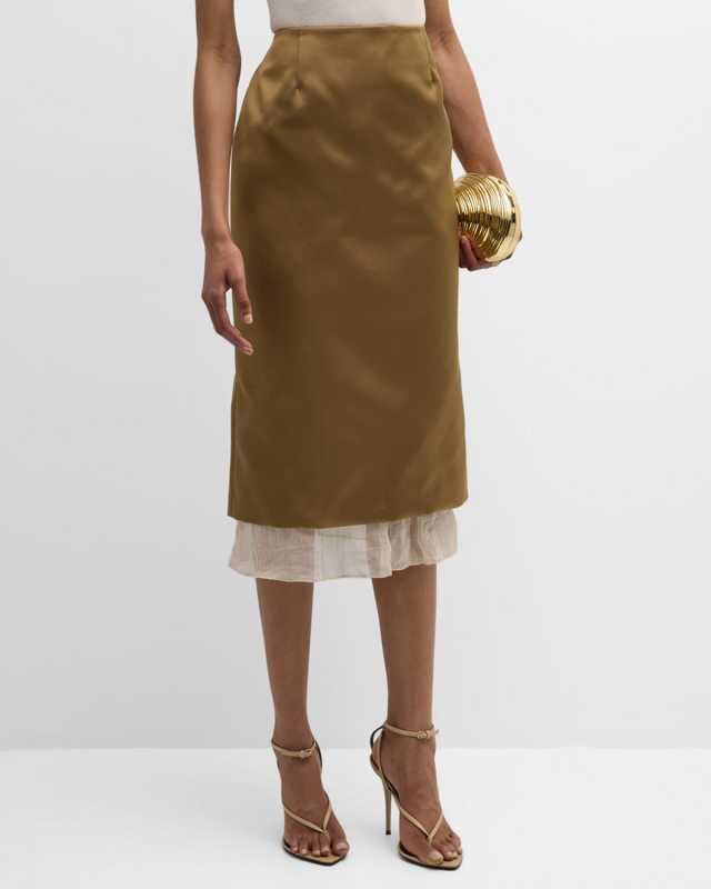 Fannie Midi Skirt with Ruffle Trim