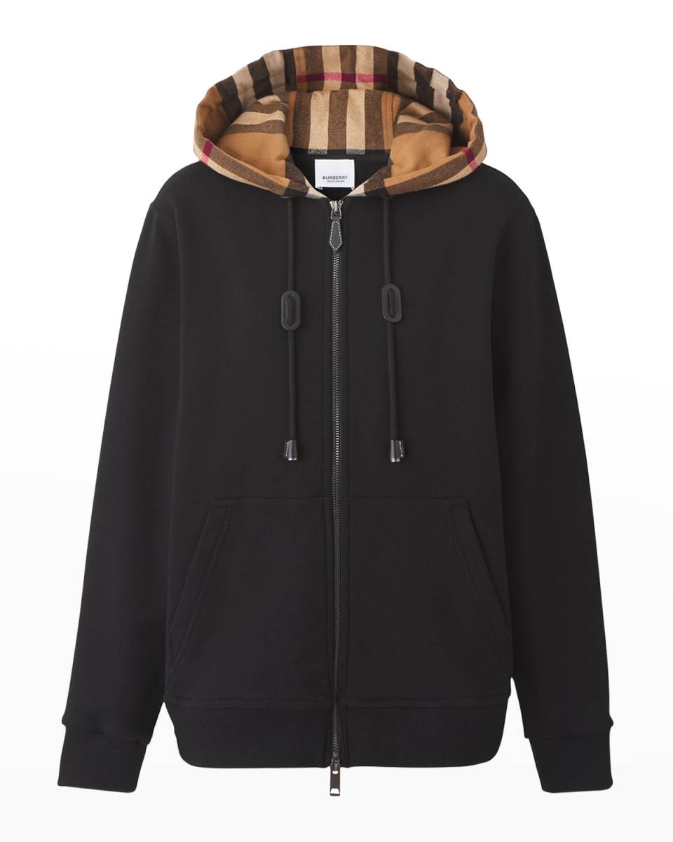 Willow Check-Hood Zip-Up Sweatshirt