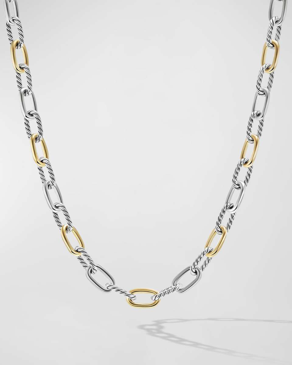 DY Madison Chain Necklace in Silver with 18K Gold, 8.5mm, 18"L