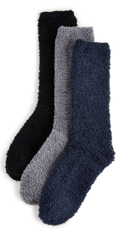 Barefoot Dreams CozyChic 3 Pair Socks Set Carbon Mult