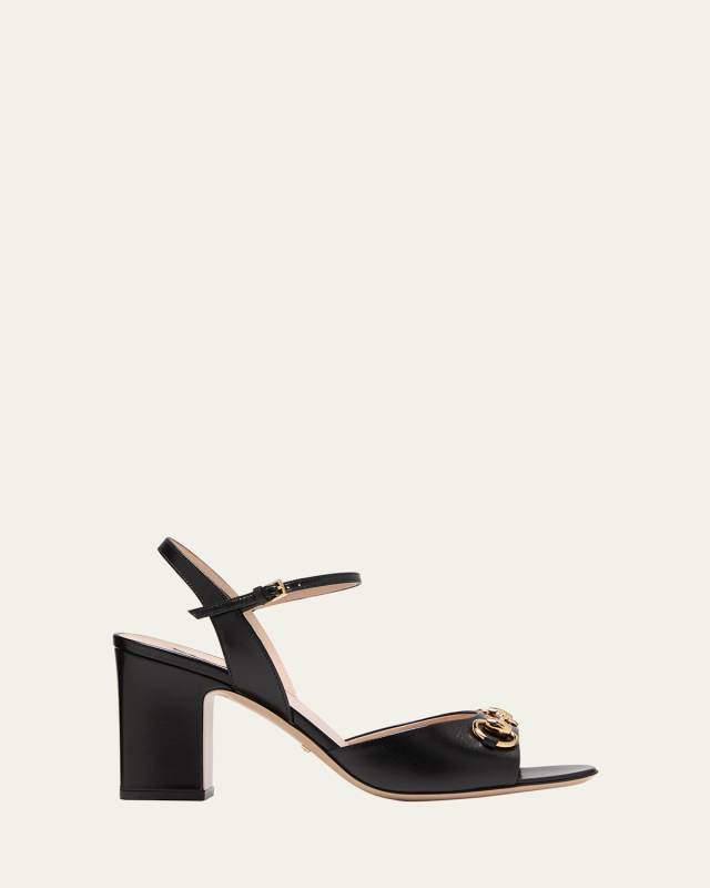 Lady Leather Horsebit Ankle-Strap Sandals