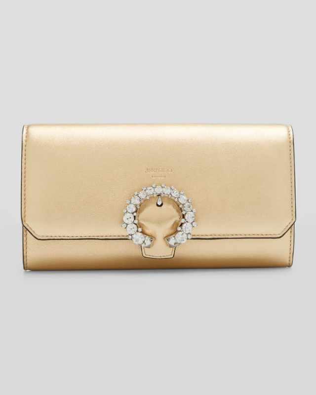 Madeline Mini Metallic Crystal Wallet with Chain