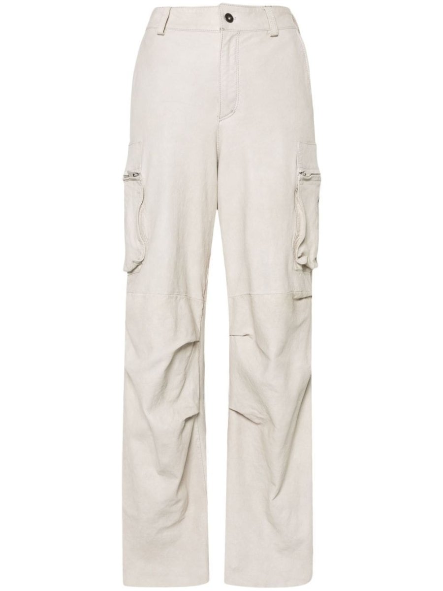 leather straight-leg cargo pants