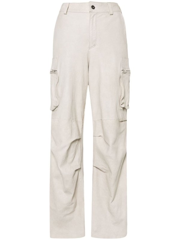 leather straight-leg cargo pants