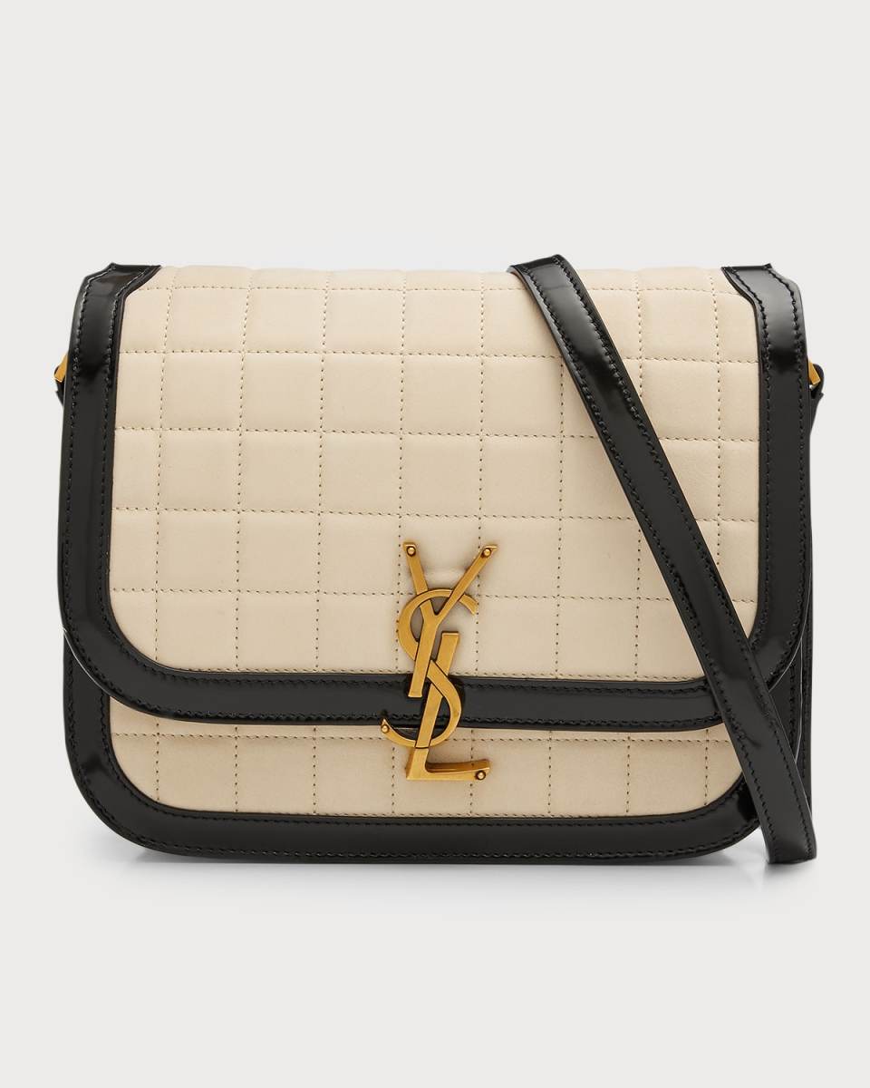 Solferino Medium YSL Crossbody Bag in Quilted Nubuck and Smooth Leather