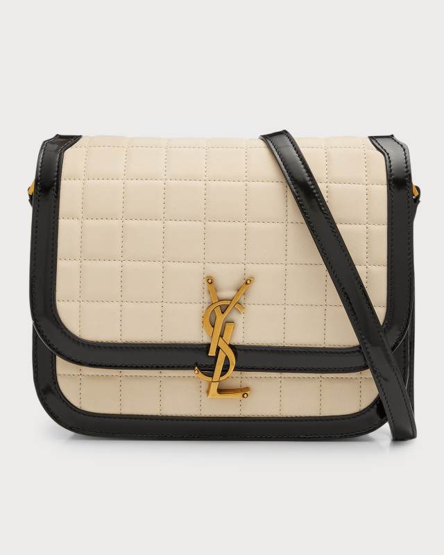 Solferino Medium YSL Crossbody Bag in Quilted Nubuck and Smooth Leather