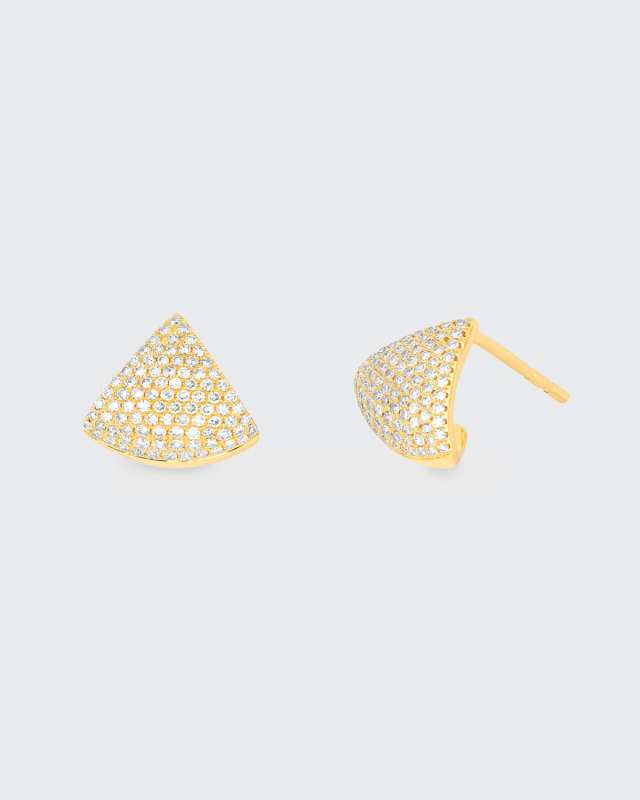 14k Diamond Solid Chevron Stud Earrings