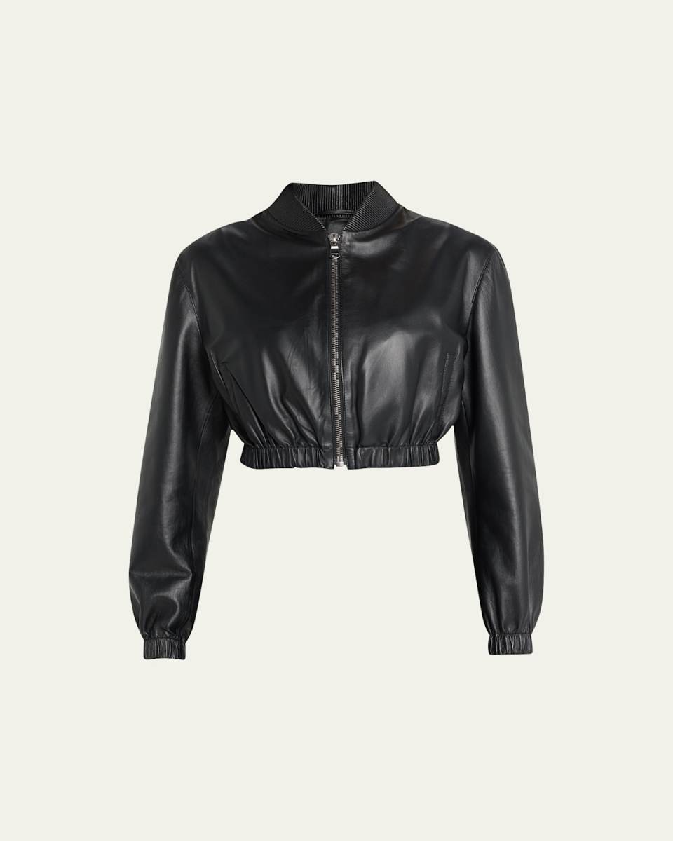 Leather Mini Bomber Jacket
