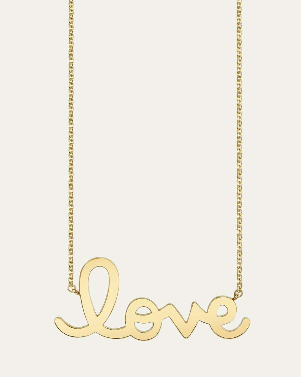 Pure Gold Big Love Script Necklace