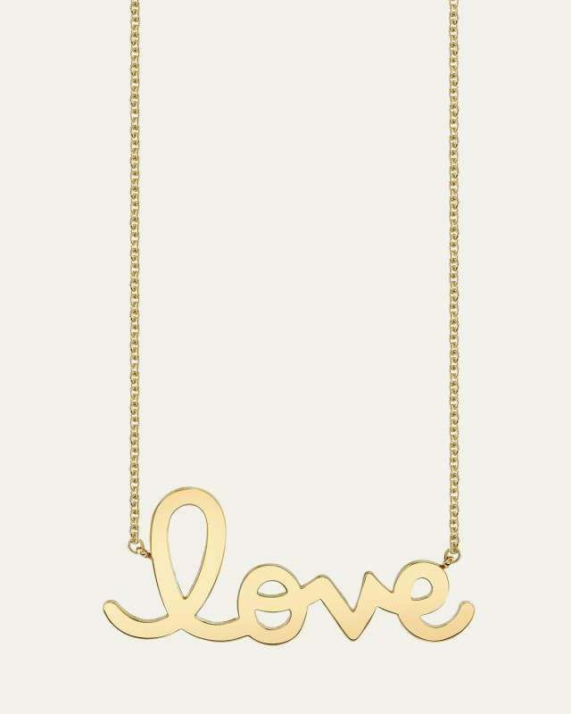 Pure Gold Big Love Script Necklace