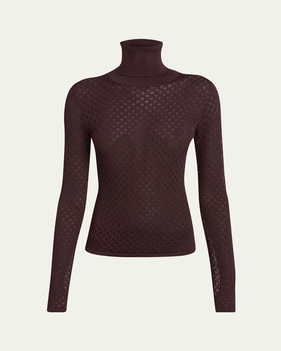 Viscose Lace Knit Turtleneck Top