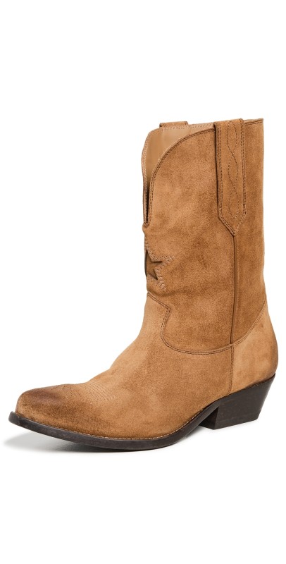 Golden Goose Wish Star Low Suede Upper Boots Cognac