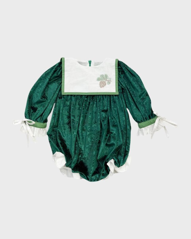 Girl's Everly Damask Velour Romper, Size 3M-3