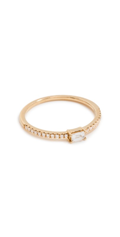 Isa Grutman Baguette Diamond Pave Ring Yellow Gold