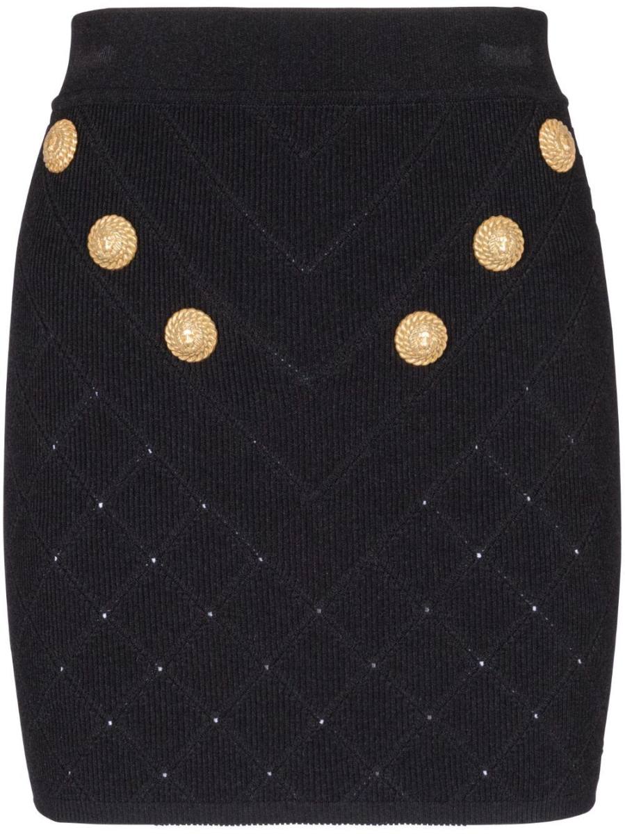 6-Button fine-knit mini skirt