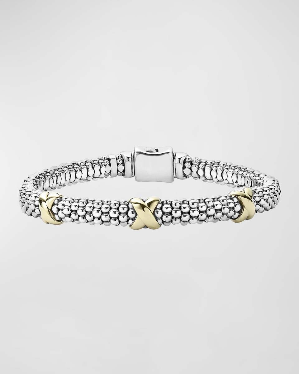 Embrace Silver & 18k Gold X Bracelet, 6mm