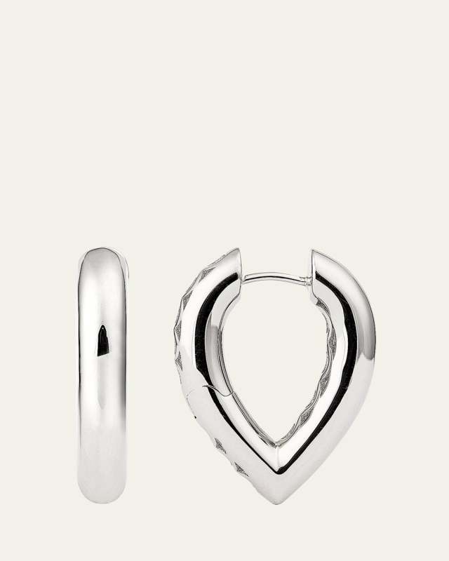 18k White Gold Drop Link Earrings, 25 mm