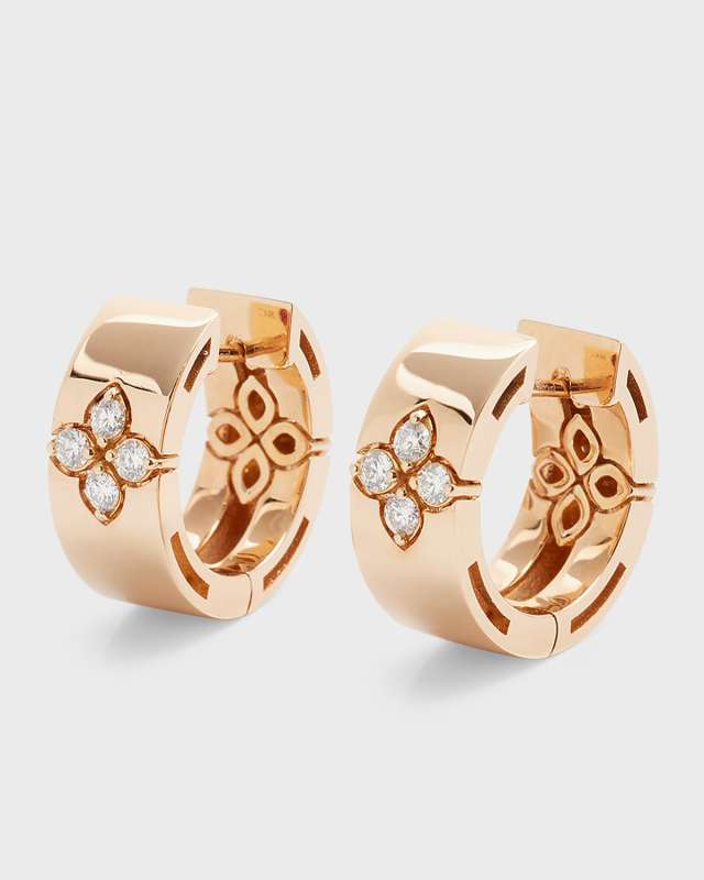 Love in Verona 18k Rose Gold Diamond Huggie Earrings