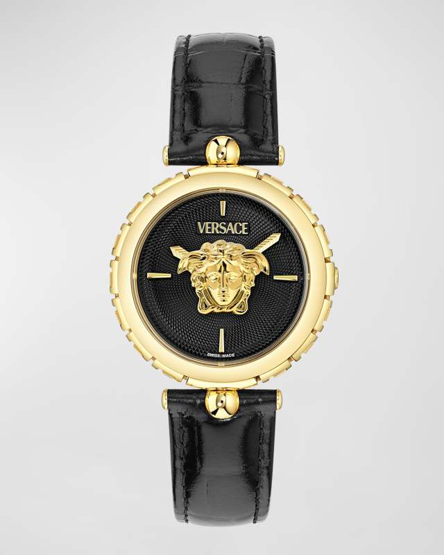 38mm Medusa Heritage Watch with Leather Strap, Black