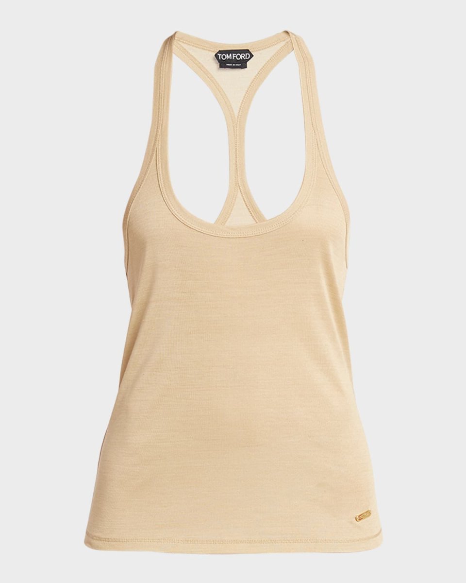 Micro Rib Silk Jersey Racerback Tank Top