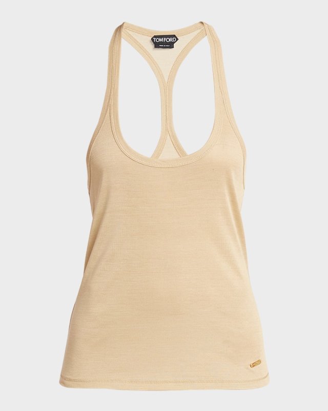Micro Rib Silk Jersey Racerback Tank Top