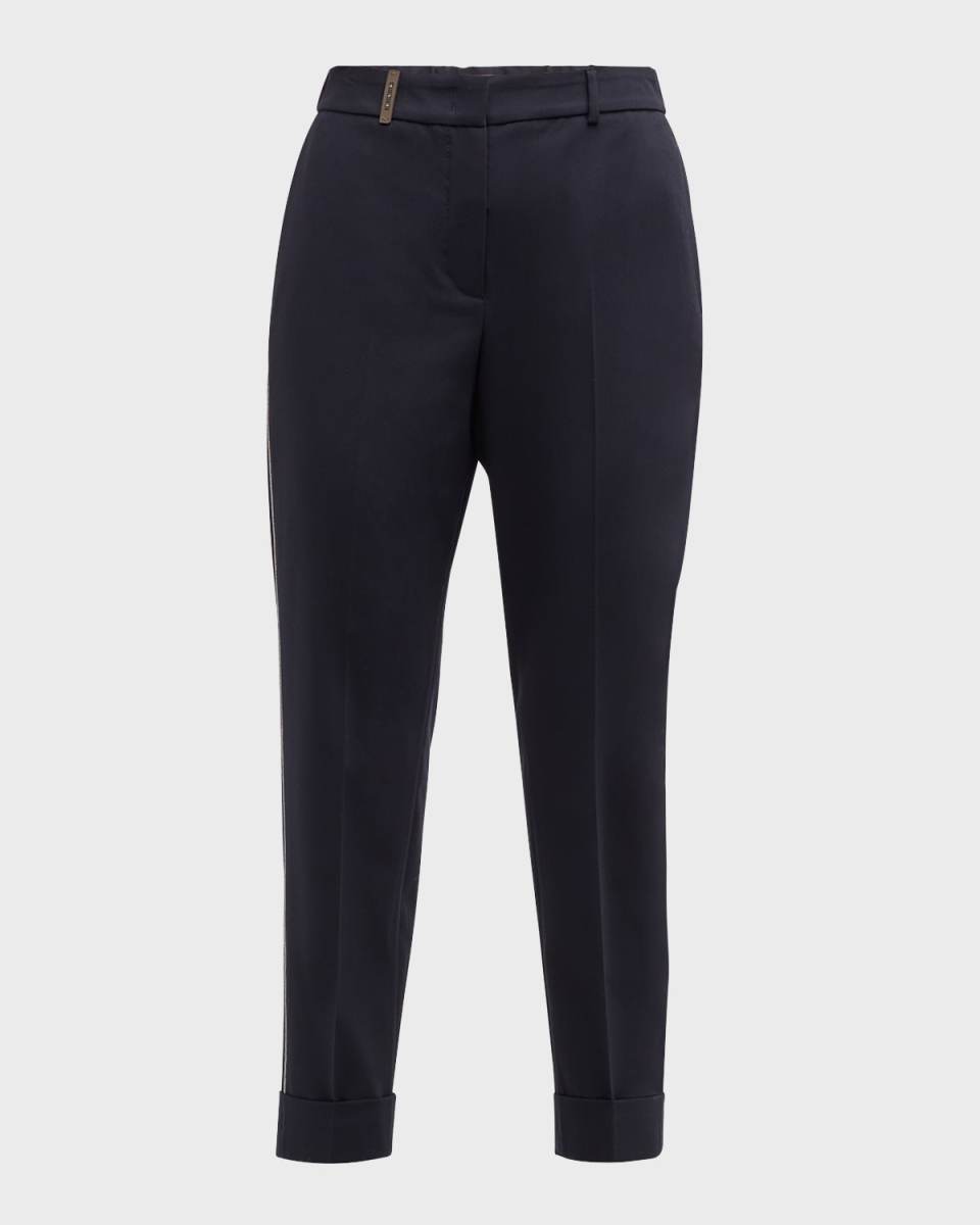 Cropped Chain-Trim Pants