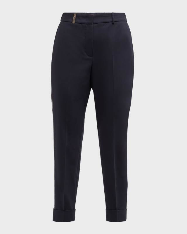 Cropped Chain-Trim Pants