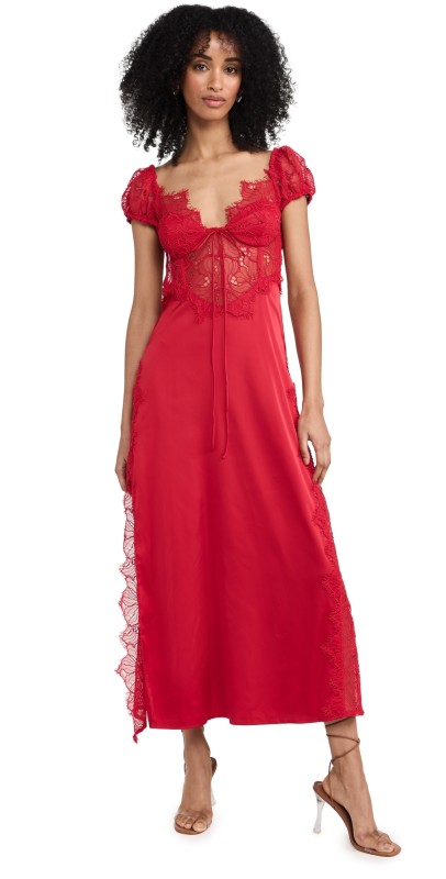 For Love & Lemons Casey Maxi Dress Red