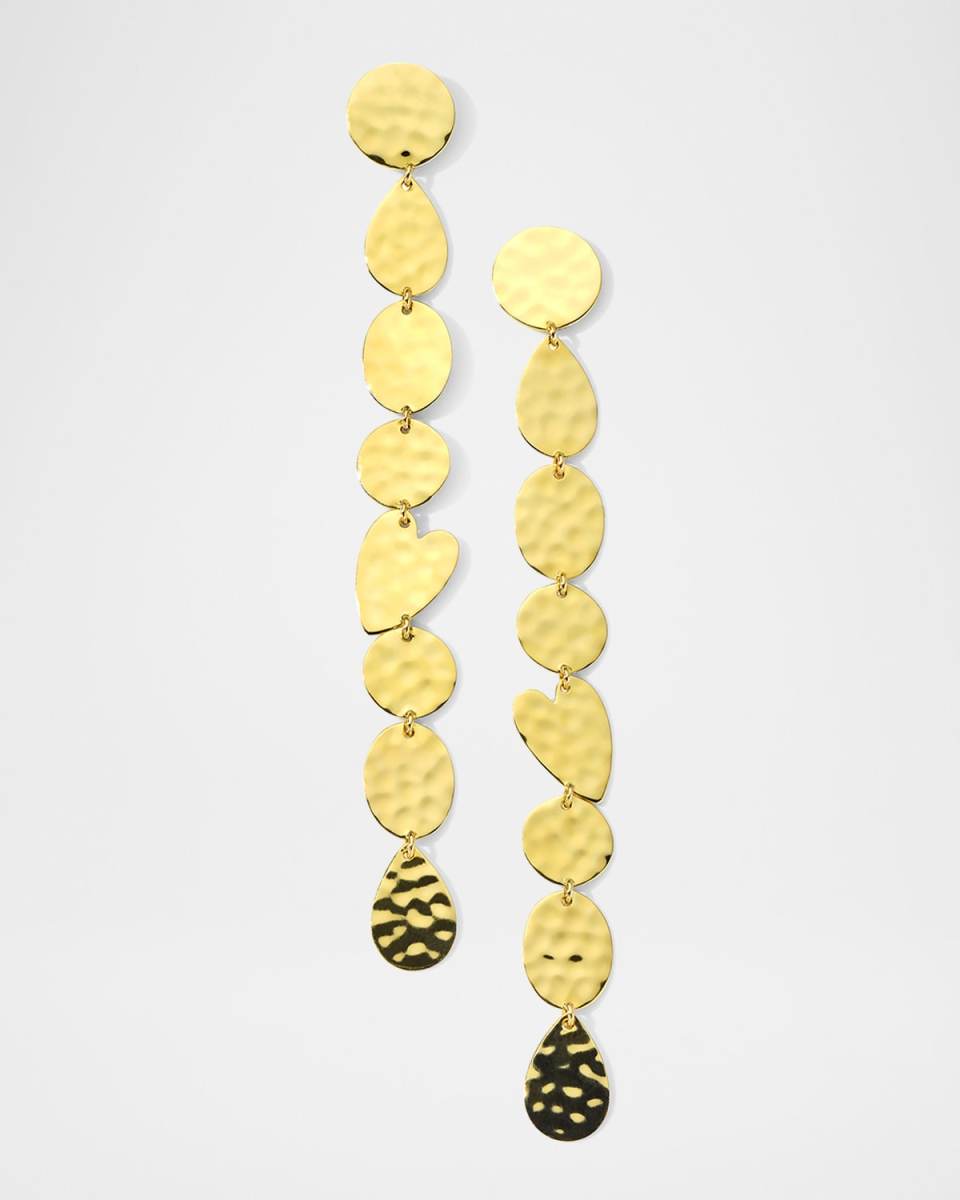 Classico Crinkle Mixed Shape Linear Earrings in 18K Gold