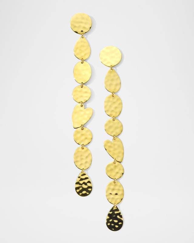 Classico Crinkle Mixed Shape Linear Earrings in 18K Gold