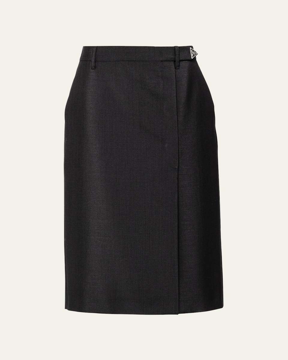 Kid Mohair Wrap Midi Skirt