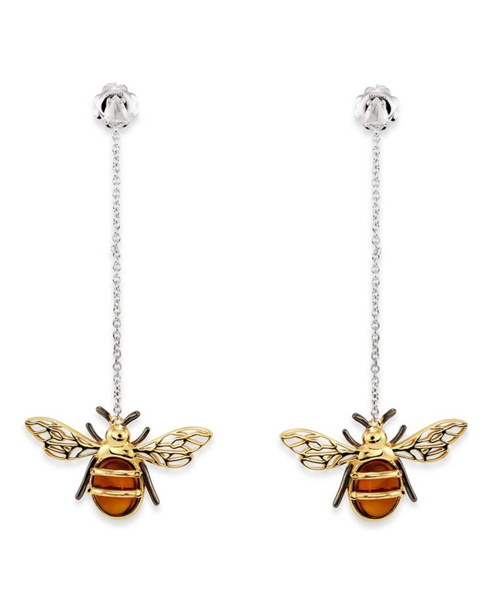 18k Citrine Bee Dangle Earrings