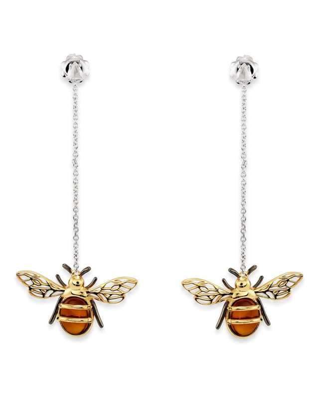 18k Citrine Bee Dangle Earrings