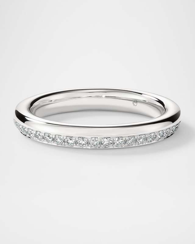 18K White Gold Barre Diamond Pave Band Ring