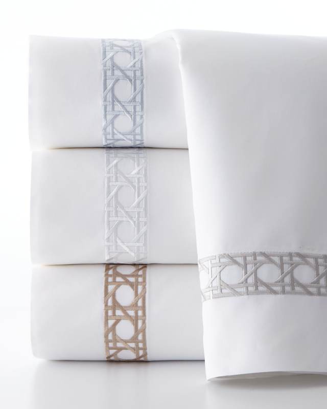 4-Piece Cane-Embroidered 400 Thread-Count Sheet Set, KING