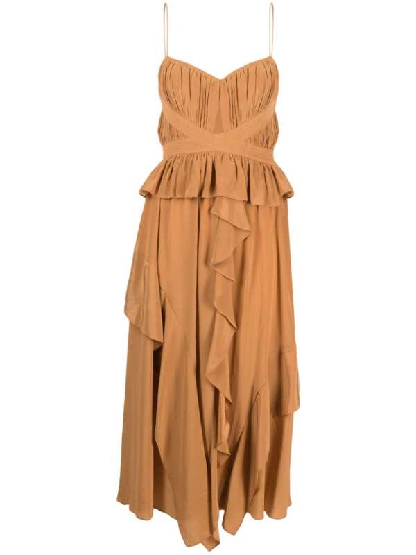 Renata cut-out ruffled silk dress
