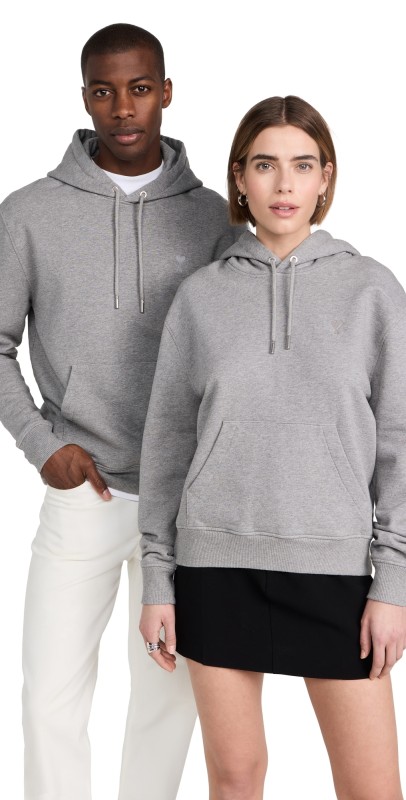 AMI AMI De Coeur Unisex Hoodie Heather Grey