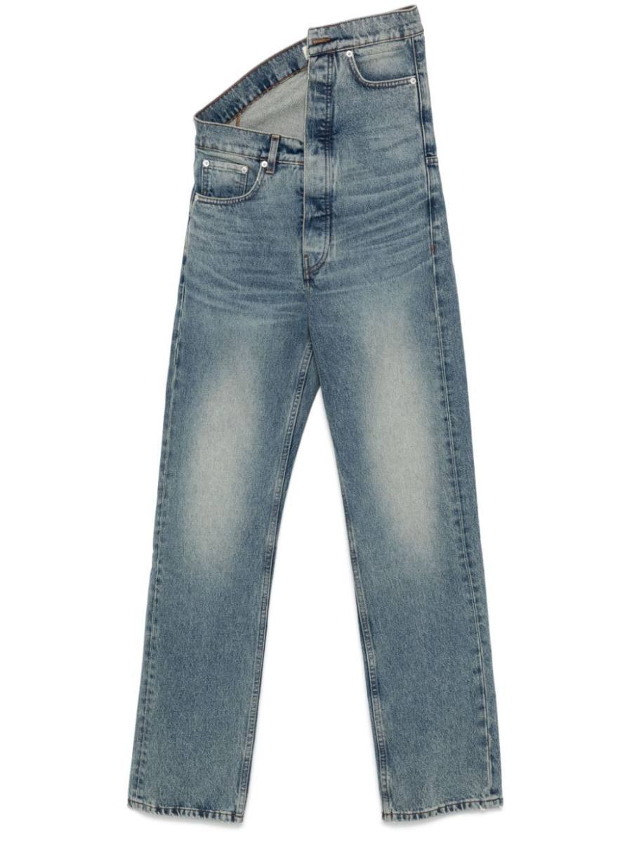 asymmetric-waist jeans