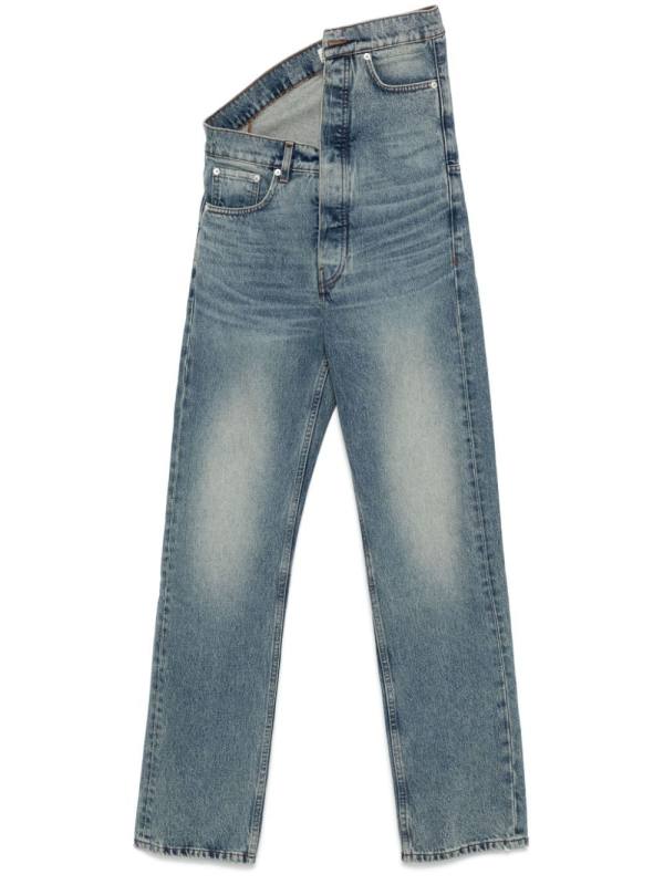 asymmetric-waist jeans