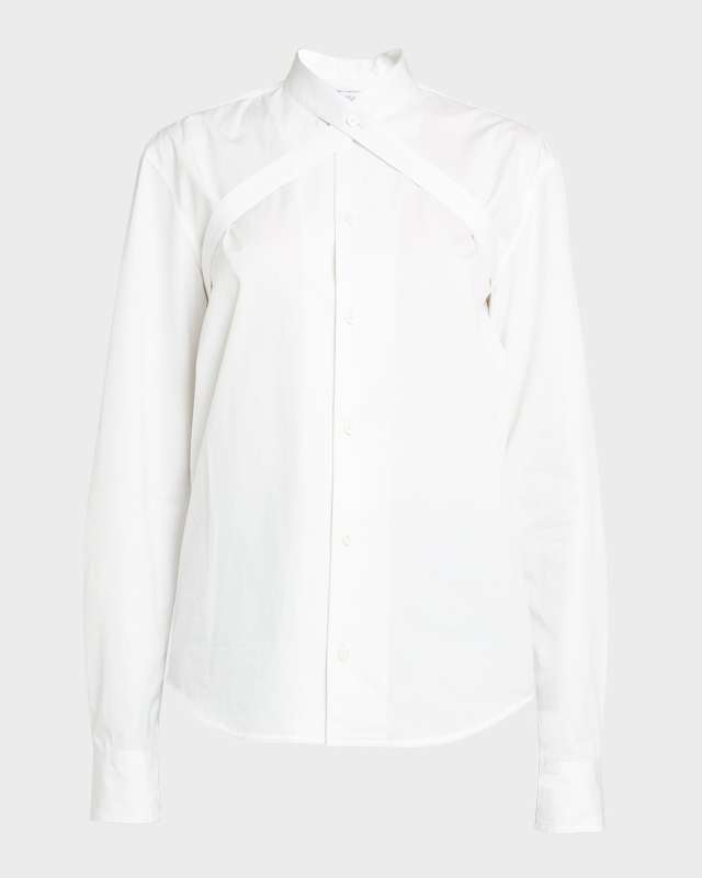 Poplin Cross-Belt Button-Front Shirt